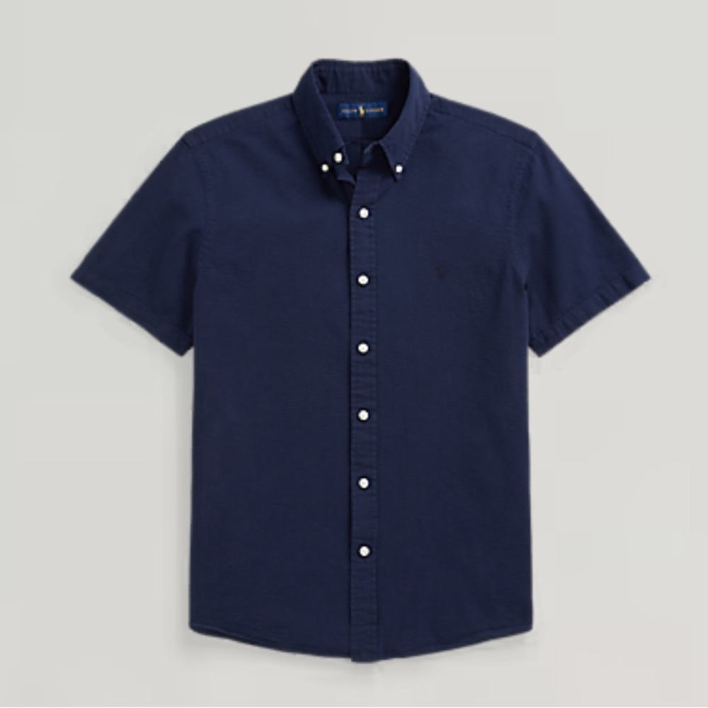 Polo Ralph Lauren Men's Navy Blue RL Prepster Classic Fit Seersucker Shirt LARGE - Picture 3 of 12